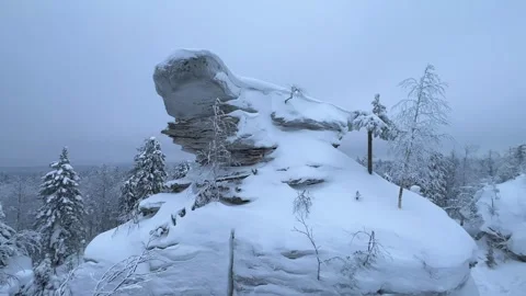 Stone Town in winter in the Perm region.  Stock Footage 252245782