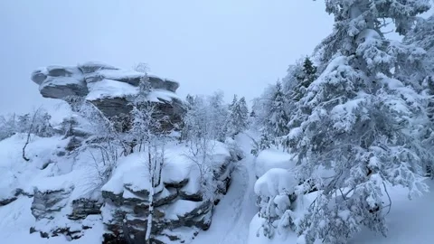 Stone Town in winter in the Perm region.  Stock Footage 252246528