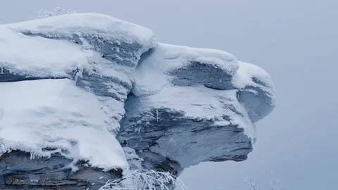 Stone Town in winter in the Perm region.  Stock Footage 252338899