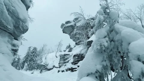 Stone Town in winter in the Perm region.  Stock Footage 252931631