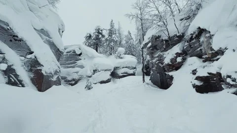 Stone Town in winter in the Perm region.  Stock Footage 253061406