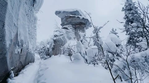 Stone Town in winter in the Perm region.  Stock Footage 254403430