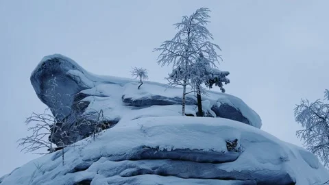Stone Town in winter in the Perm region.  Stock Footage 254485324