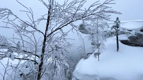 Stone Town in winter in the Perm region.  Stock Footage 255445820