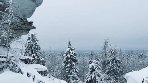 Stone Town in winter in the Perm region.  Stock Footage 255872162