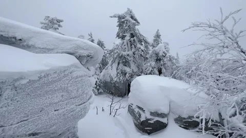 Stone Town in winter in the Perm region.  Stock Footage 255872463