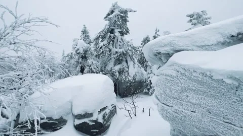 Stone Town in winter in the Perm region.  Stock Footage 255874266