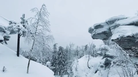 Stone Town in winter in the Perm region.  Stock Footage 256760488