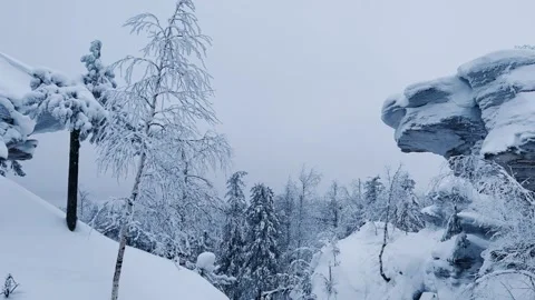 Stone Town in winter in the Perm region.  Stock Footage 256793028