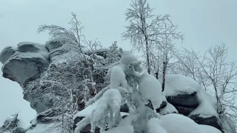 Stone Town in winter in the Perm region.  Stock Footage 259971880