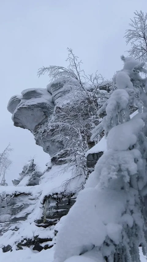 Stone Town in winter in the Perm region.  Stock Footage 270295903