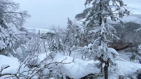 Stone Town in winter in the Perm region.  Stock Footage 270343528