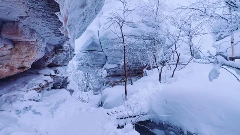 Stone Town in winter in the Perm region.  Stock Footage 301361449
