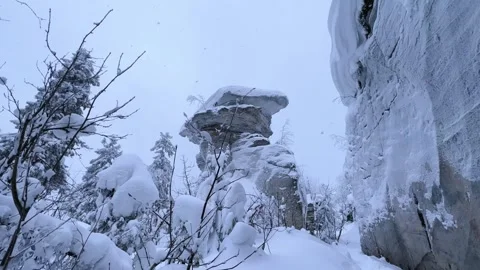 Stone Town in winter in the Perm region.  Stock Footage 301361889