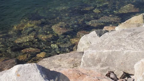 Stone, transparent seashore. Seascape 스톡 동영상 265184776