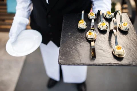 Stone tray of appetizers Stock Photos