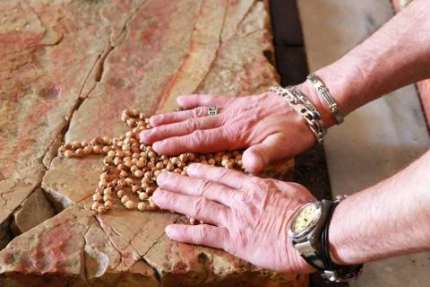 Stone of Unction  old Jerusalem Stock Photos