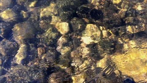 Stone under River water flow Stock Footage 125803042