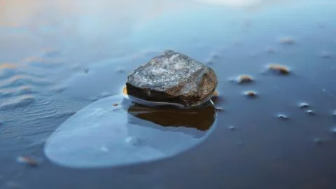 Stone upon Ice, mid winter 1 스톡 사진