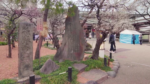 Stone used as message board for lost children in Edo era. Stock Footage 128197272