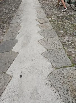 Stone walkway with concrete viper pattern 2 Stock Photos