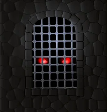 Stone wall and red eyes Stock Illustration