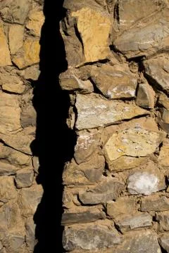 Stone Wall and Shadow Stock Photos