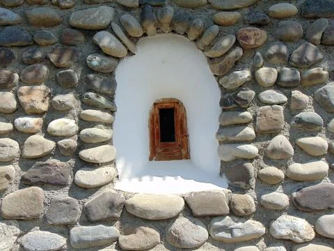The stone wall and the window of a building - at Barsana orthodox monastery Stock-Fotos