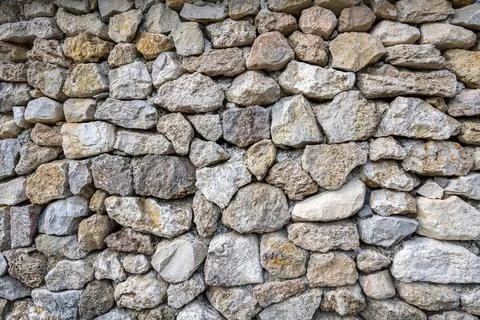 Stone wall background and texture for cabin hut in the forest Fotos de archivo