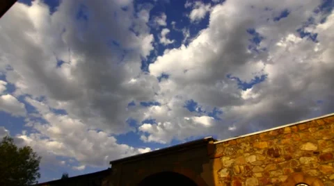 Stone Wall with Birds Flying Stock Footage 53232785