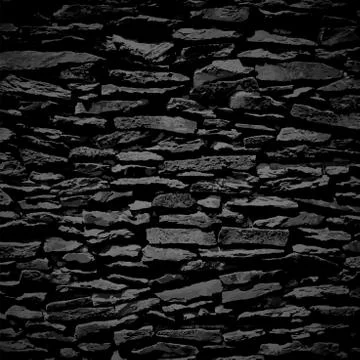 Stone wall, black relief texture with shadow Stock Illustration