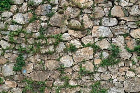 Stone wall, brick rock texture, stone texture Stock Photos