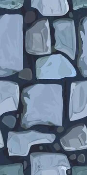 Stone wall from bricks, paving rock background, vector seamless pattern of grey 스톡 일러스트