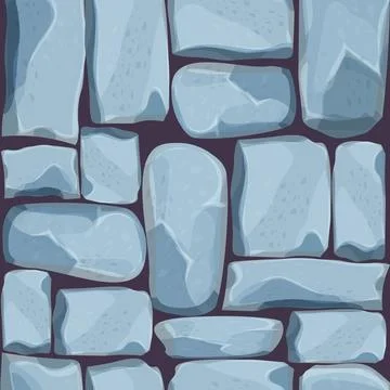 Stone wall from bricks, rock, game background in cartoon style, seamless Stock Illustration