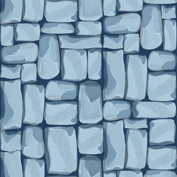 Stone wall from bricks, rock, game background in cartoon style, seamless Stock Illustration