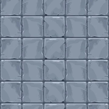 Stone wall from bricks, rock, game background in cartoon style, seamless Stock Illustration