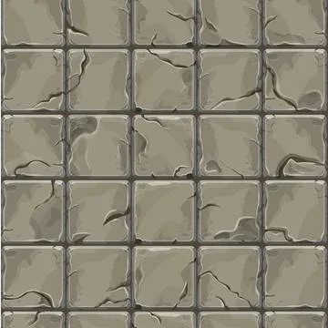 Stone wall from bricks, rock, game background in cartoon style, seamless Stock Illustration