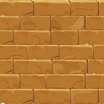 Stone wall from bricks, rock, game background medieval in cartoon style Stock Illustration