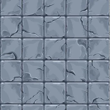 Stone wall from bricks, rock, game background in cartoon style, seamless Stock Illustration