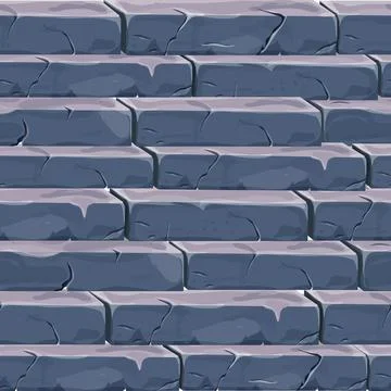 Stone wall from bricks, rock, game background medieval in cartoon style Stock Illustration