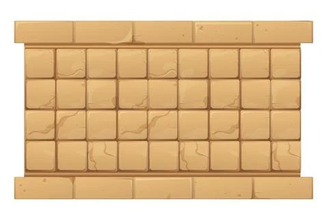 Stone wall from bricks, rock, game background medieval in cartoon style Stock Illustration
