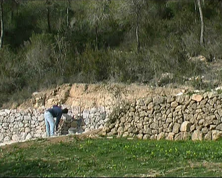 Stone wall building Stock Footage 25896580