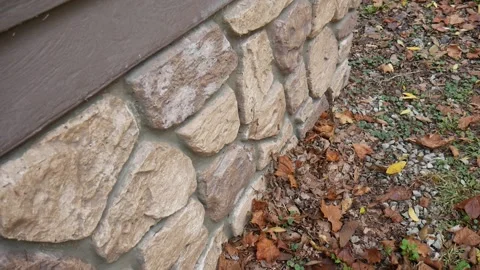 Stone wall on building in the forest Vídeo Stock 141765164