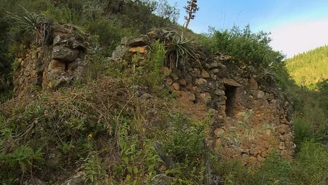 Stone Wall Built Into a Hill Video stock 109190538