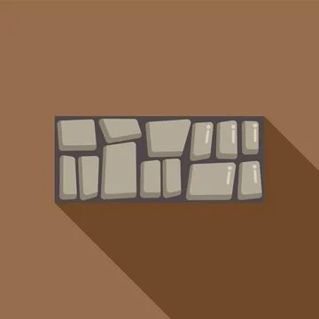 Stone wall casting long shadow on brown background Illustrazione stock