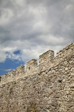 Stone wall in castle Stock Photos