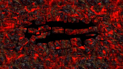 Stone wall collapse, stone wall destruction, wall explosion Stock Footage 127687957