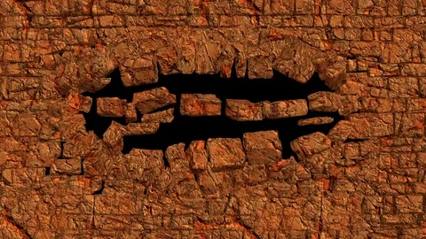 Stone wall collapse, stone wall destruction, wall explosion Stock Footage 127688208