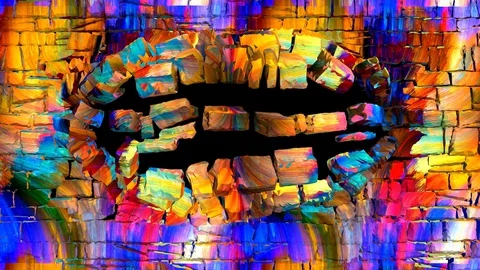 Stone wall collapse, stone wall destruction, wall explosion Stock Footage 127691316