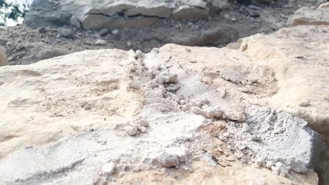 Stone Wall Construction. Natural Stone Construction. Stock Footage 346082960